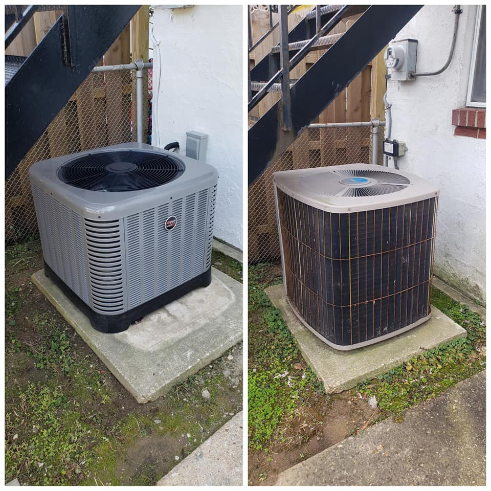 Before and after new installation of A/C system