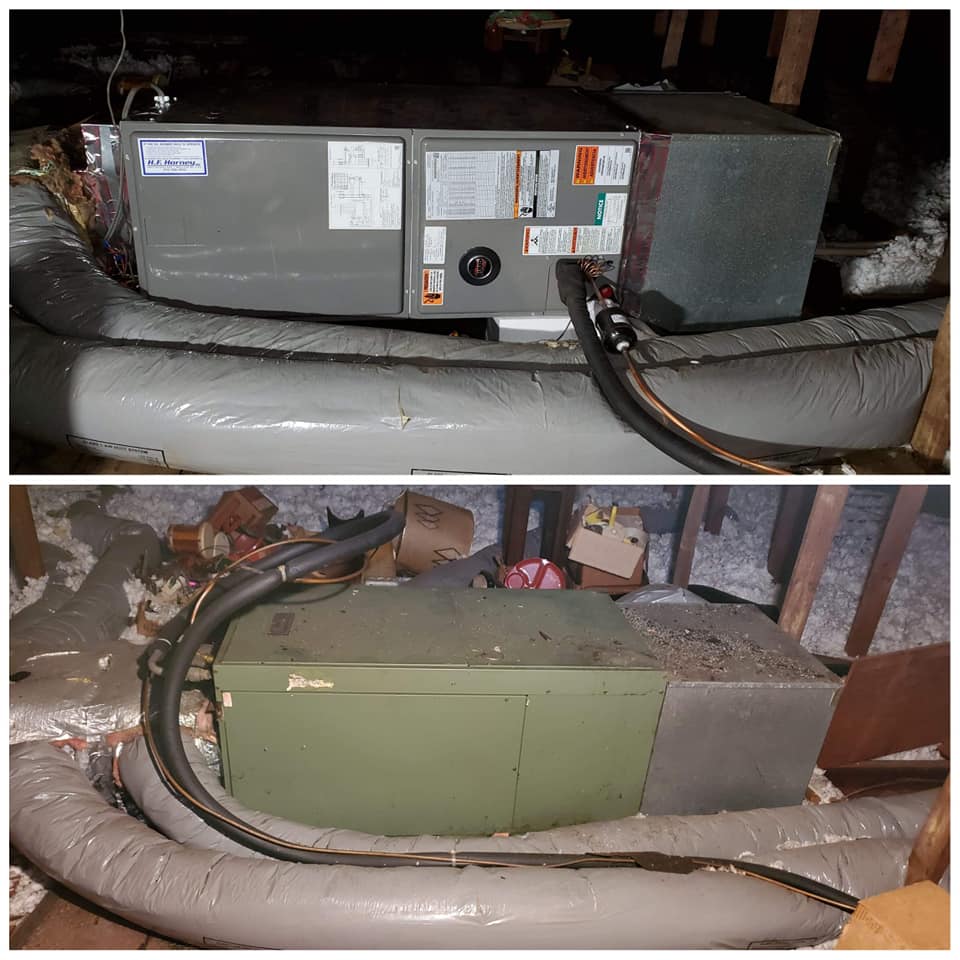 HVAC equipment install before and after