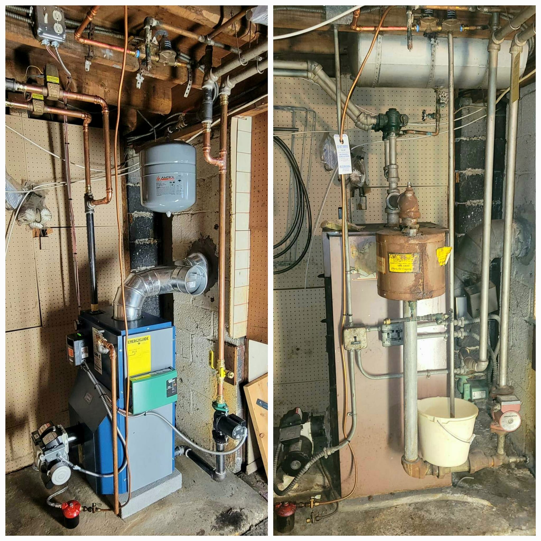 before and after of heating system installation