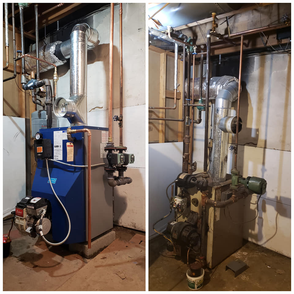 Heating install before and after