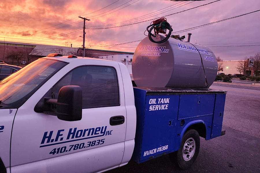 H.F. Horney Fuel Tank Services Truck Sunset