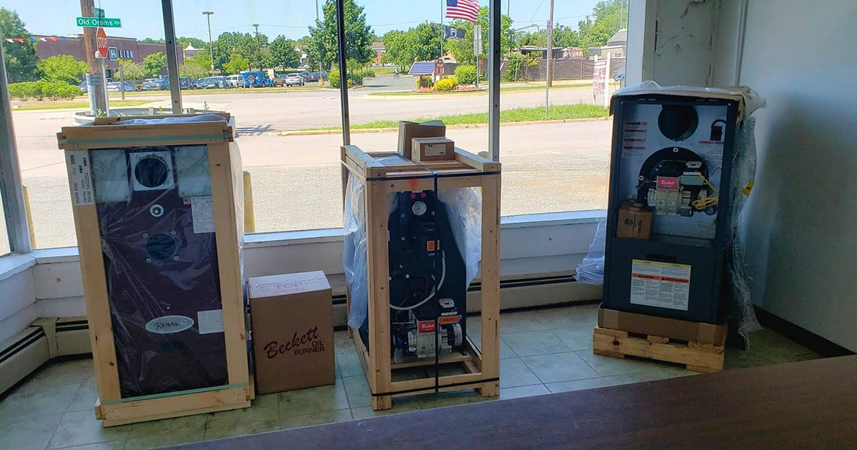 new heating equipment inside H.F. Horney office